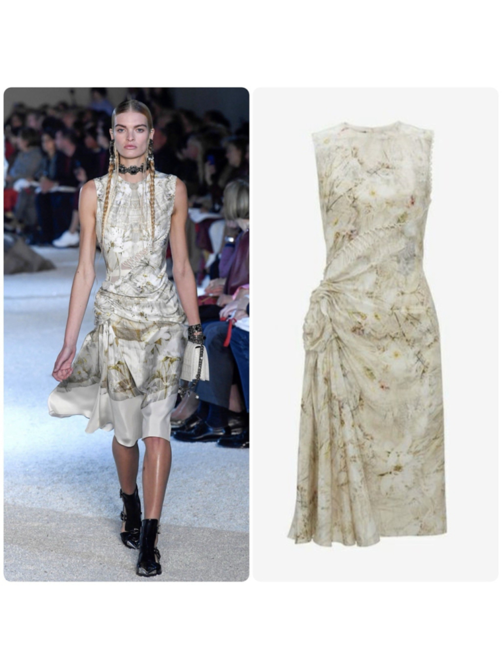 Alexander McQueen Pale Ophelia Corset Midi Dress Floral IT 42 US 6 Wedding Guest